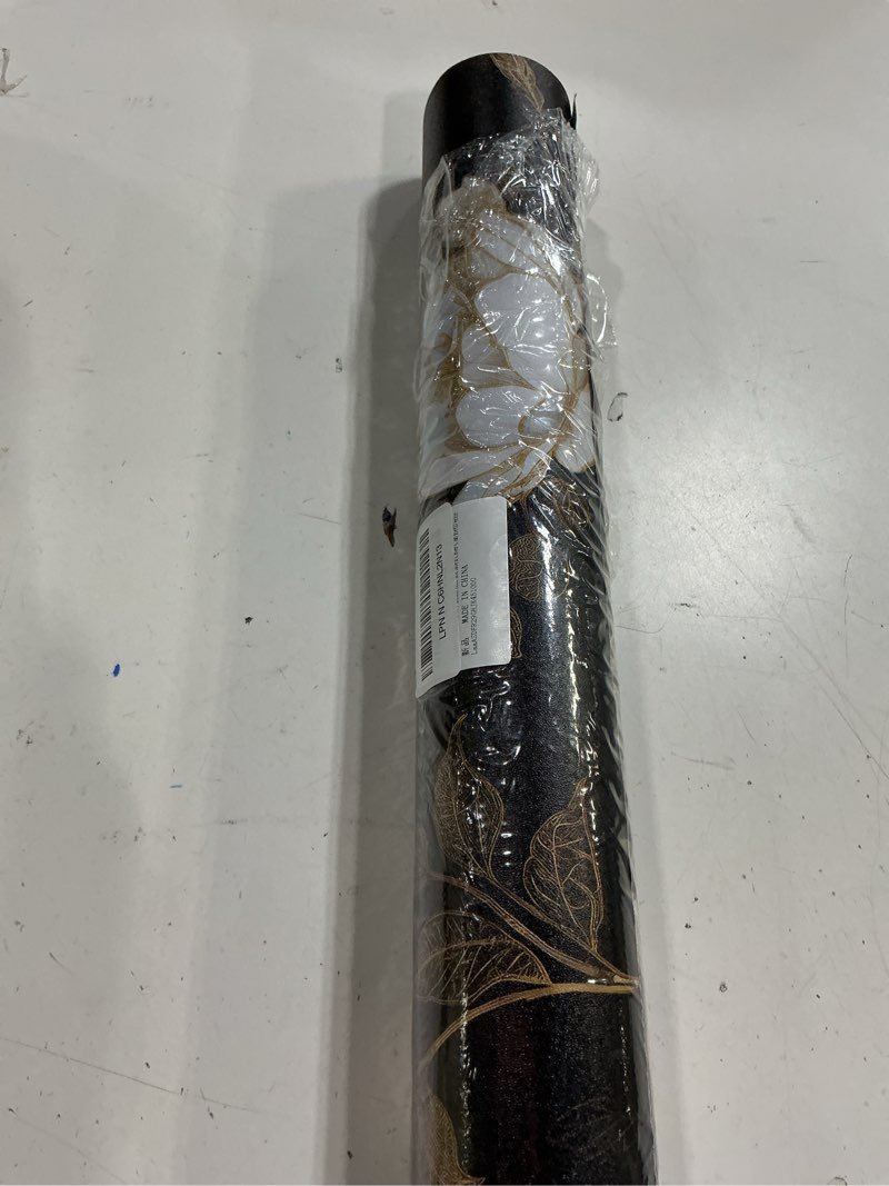Condition photo showing Good Condition for laatse black golden floral peel and stick wallpaper flowers contact paper 17.5" x 393" self adhesive waterproof vintage dark floral wall paper for shelf liner cabinet decor 17.5" x 393" dark and gold