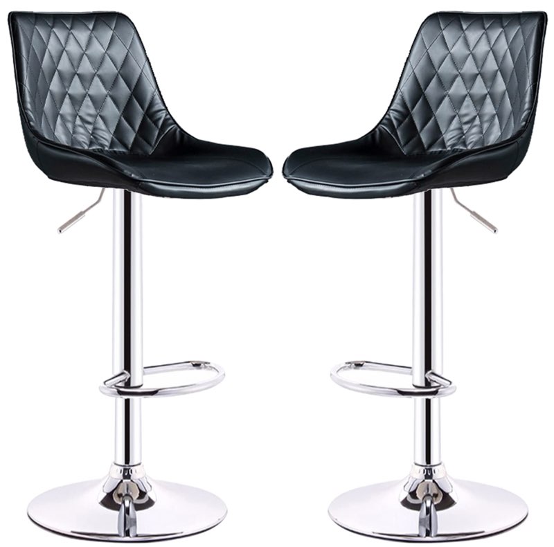 MIQXUAN Bar Stool Adjustable Retro Swivel Bar Stools Set of 2 Home & Restaurant Reception Chairs with Backrest Footrest 60-80 cm Height Stylish Black Design (1 Piece Only)