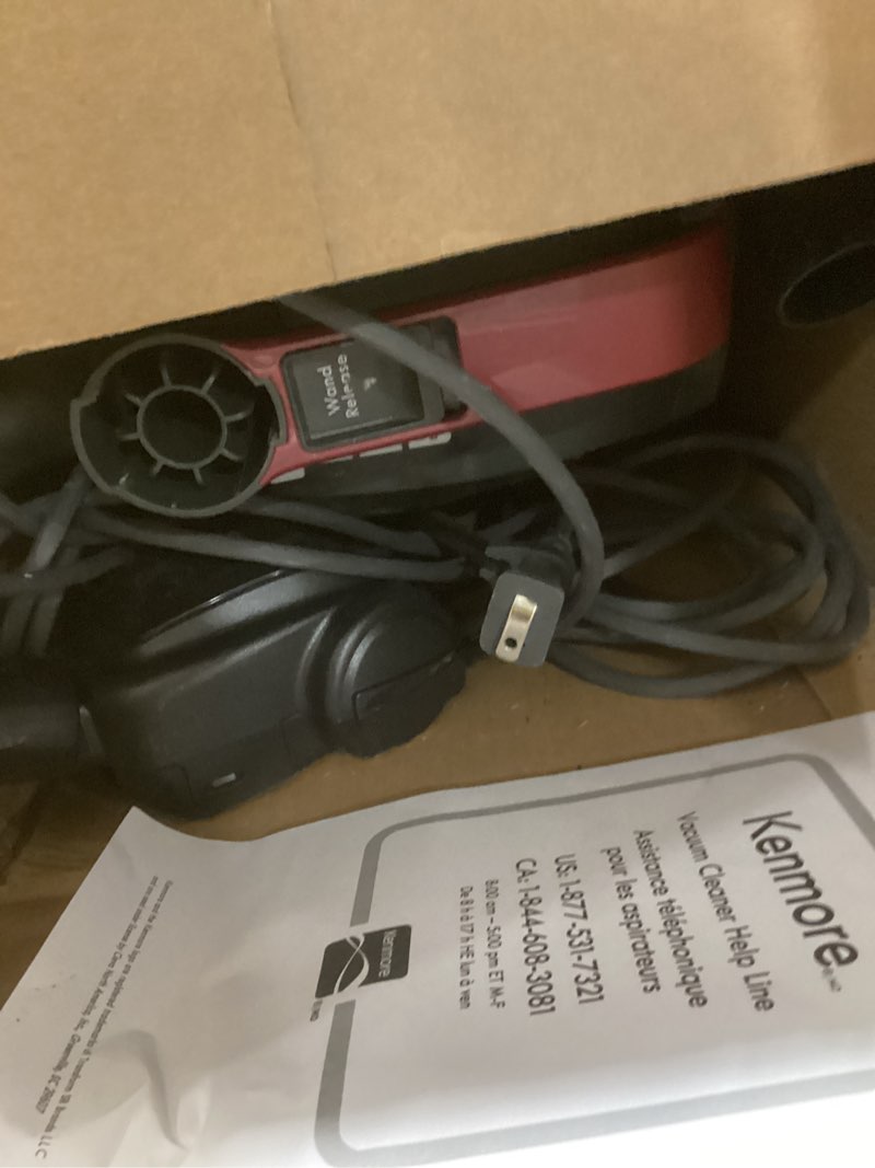 Condition photo showing As Is for kenmore bu3040 intuition bagged upright vacuum lightweight cleaner 2-motor power suction with hepa filter, 3-in-1 combination tool, handi-mate for carpet, floor, pet hair, red w/no lift-up