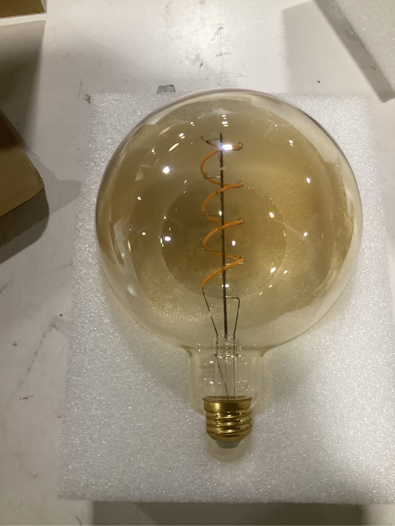 Condition photo showing Good Condition for oversized decorative led light bulbs, giant vintage edison light bulb, g47(g150) huge globe bulbs, amber glass 2200k warm white, 6w dimmable 250lm(50w eq.), e26 base globe g47(g150)
