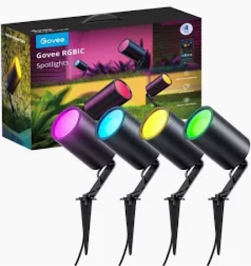 Govee Outdoor Spot Lights 2, IP67 Waterproof Spotlights, Landscape Lights Work with Matter, Alexa, and Google Assistant, RGBWIC Color Changing Light for Outdoor Decor, Patio Decorations, 4 Pack Click to see full view Govee Outdoor Spot Lights 2, IP67 Waterproof Spotlights, Landscape Lights Work with Matter, Alexa, and Google Assistant, RGBWIC Color Changing Light for Outdoor Decor, Patio Decorations, 4 Pack
