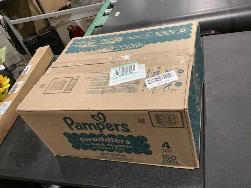 Condition photo showing New/Like New for Pampers Swaddlers Diapers, Size 4 (15-34 lbs), 150 Count, Absorbent, Keeps Baby Dry and Comfortable, Skin Safe Disposable Baby Diaper (Packaging May Vary) Size 4 150