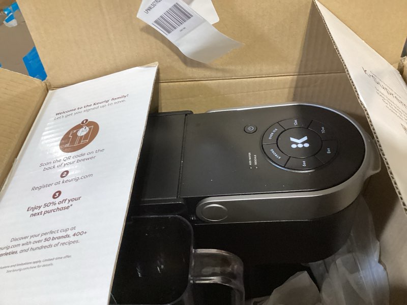 Condition photo showing As Is for keurig k-supreme single serve k-cup pod coffee maker, multistream technology, 4 brew sizes, 66oz dual-position removable reservoir, black black coffee maker