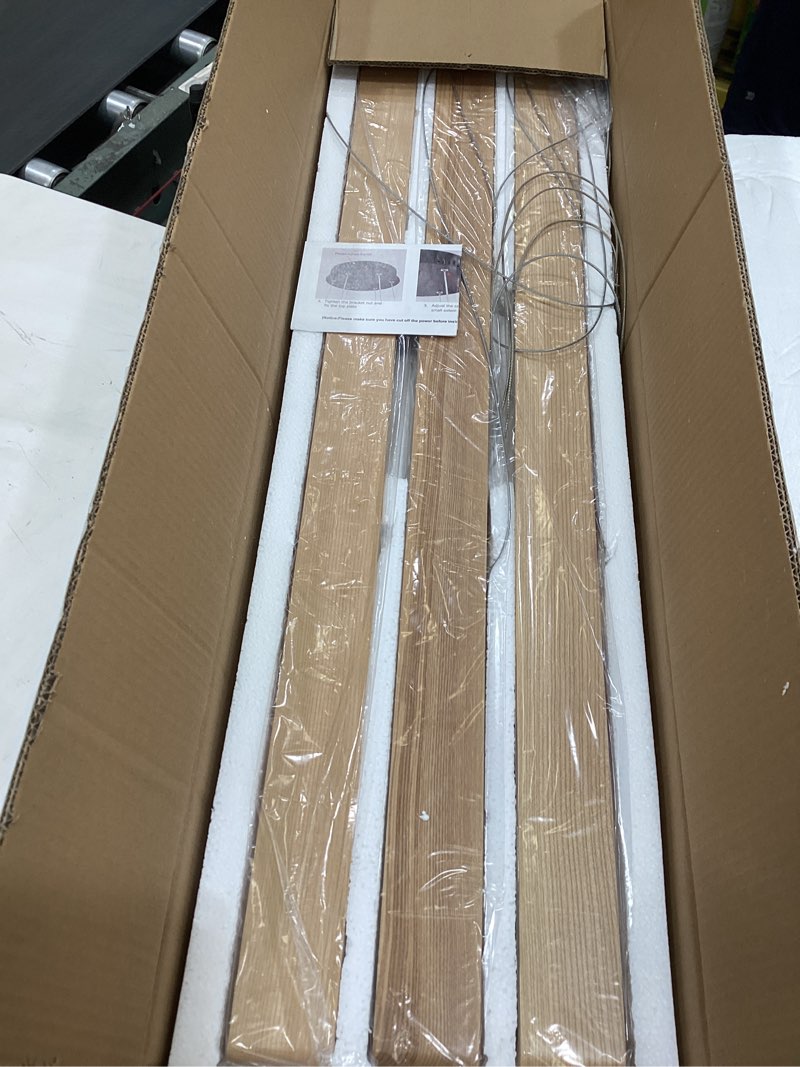 Condition photo showing Good Condition for 3-light solid wood natural linear pendant light modern led pendant light dimmable chandelier for dining room table kitchen island living room ceiling - 45w warm light adjustable hanging fixture natural 39-3in