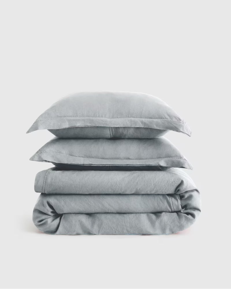 quince european linen double flange duvet cover set king mist 