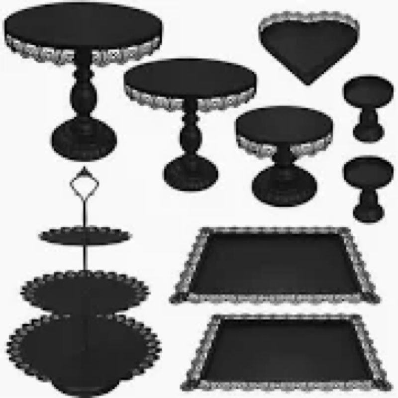 JALANCY Set of 9 Cake Stands Metal Cupcake Stand Set Multiple Styles Candy Fruit Display Tower Desse