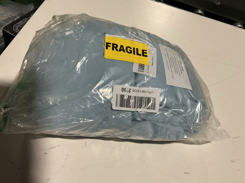 Condition photo showing As Is for 2 pack 6 feet light blue spandex tablecloth for rectangular tables, fitted & stretch, washable, wrinkle resistant, perfect for event, wedding, party, banquet, cocktail, festival, and table protector 6 feet - 2 pack light blue