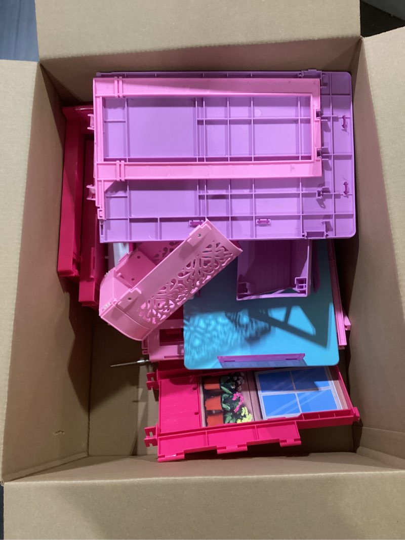 Condition photo showing As Is for Dreamy Doll House, Dollhouse Playhouse with Large Rooms & Big Furnitures, Including Elevator, Foldable Dolls House Toys Gifts for Girls Kids Ages 3+