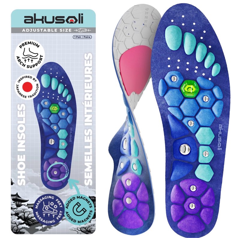 Akusoli Insoles Men & Women, Insoles for Flat Feet & Men Work Boots, Arch Support Inserts for Women Standing All Day, High Arch Support & Flat Foot Inserts L/XL US Womans 10-12 Mens 8-13