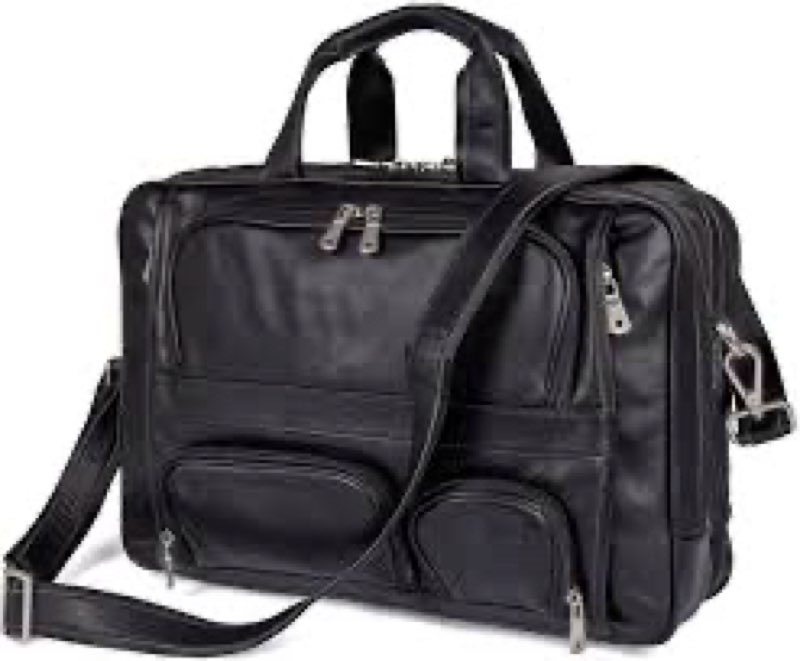 Augus Business Travel Briefcase Genuine Leather Duffel Bags for Men Laptop Bag fits 15.6 inches Lapt
