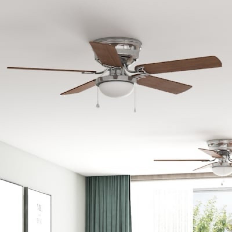  harbor breeze armitage 52-in brushed nickel with toffee/cocoa blades flush mount ceiling fan with