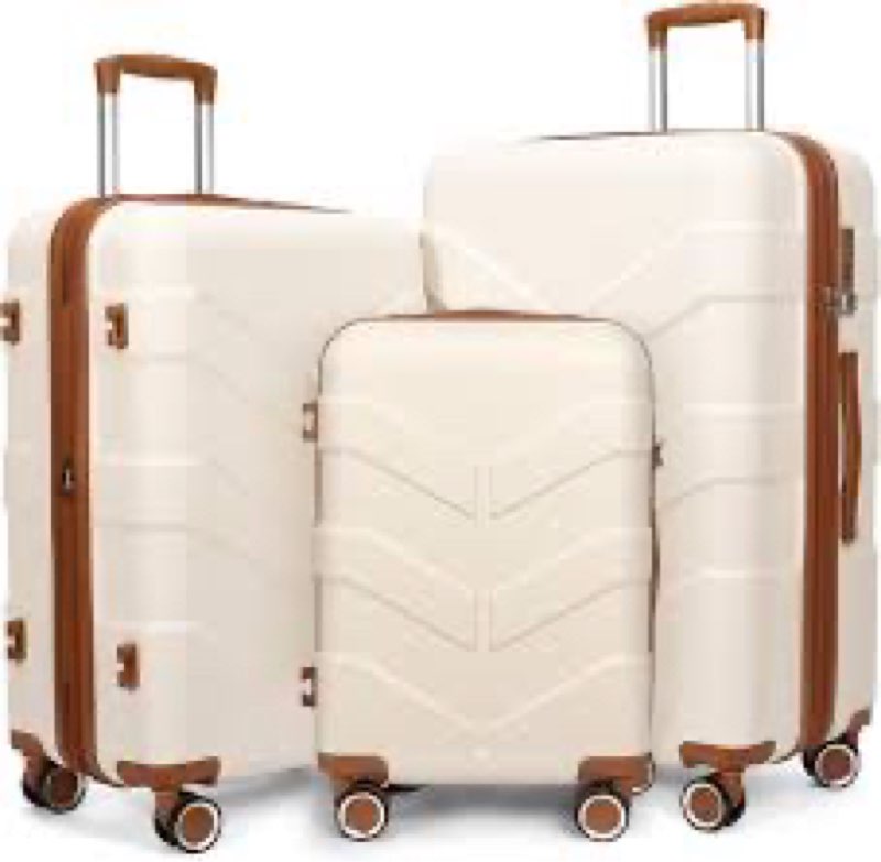 tilymol luggage sets 3 piece with spinner wheel, hardside suitcase set with tsa lock, expandable lig