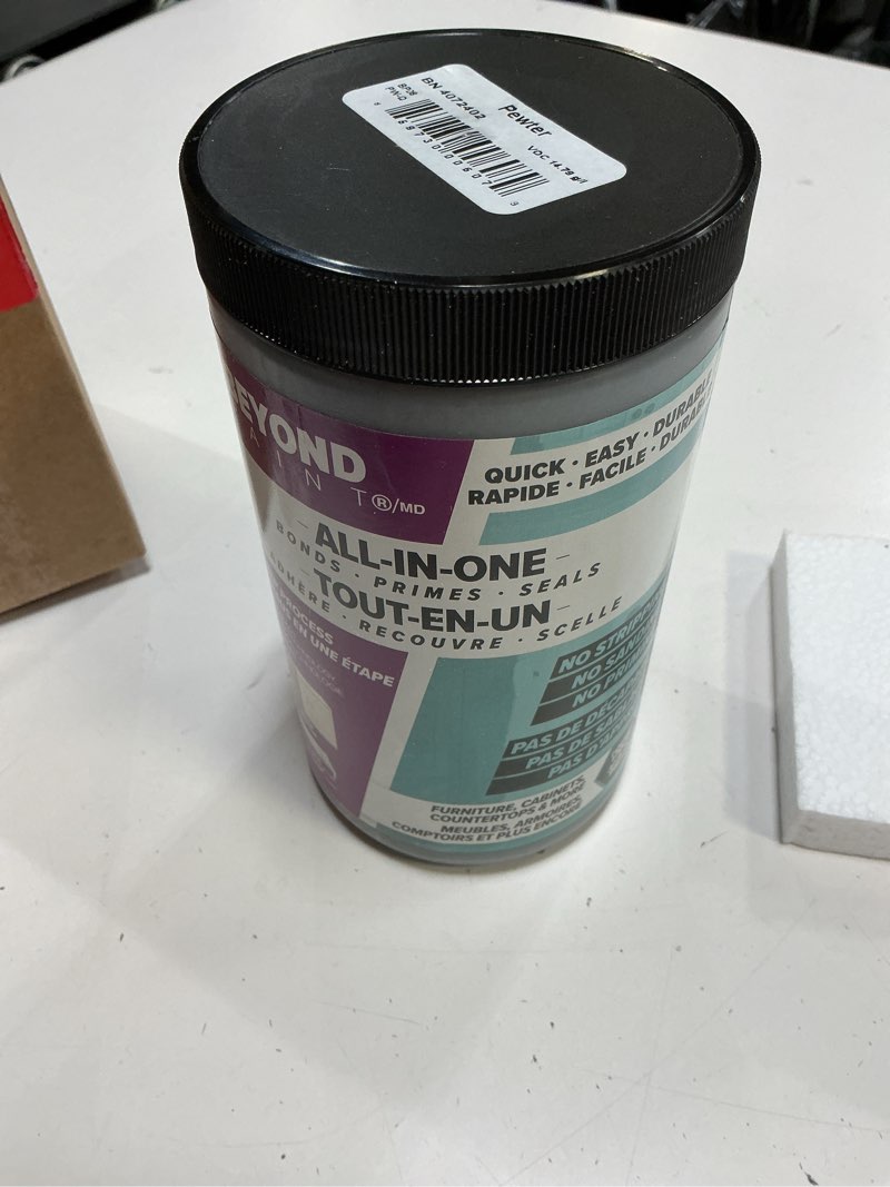 Condition photo showing As Is for beyond paint - furniture, cabinets and more all-in-one refinishing paint quart - color :pewter