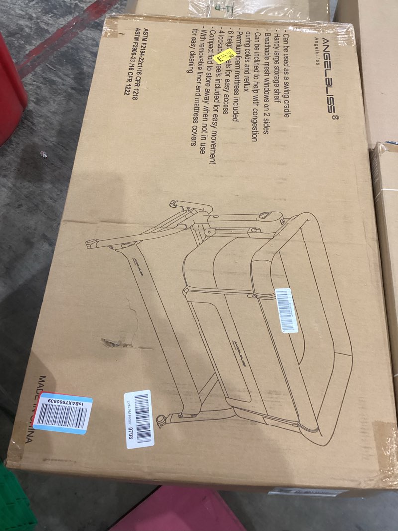 Condition photo showing New/Like New for ANGELBLISS 3 in 1 Baby Bassinet, Rocking Bassinets Bedside Sleeper with Comfy Mattress and Wheels, 6 Height Adjustable Easy Folding Portable Bedside Crib for Newborn Infant (Dark Grey)