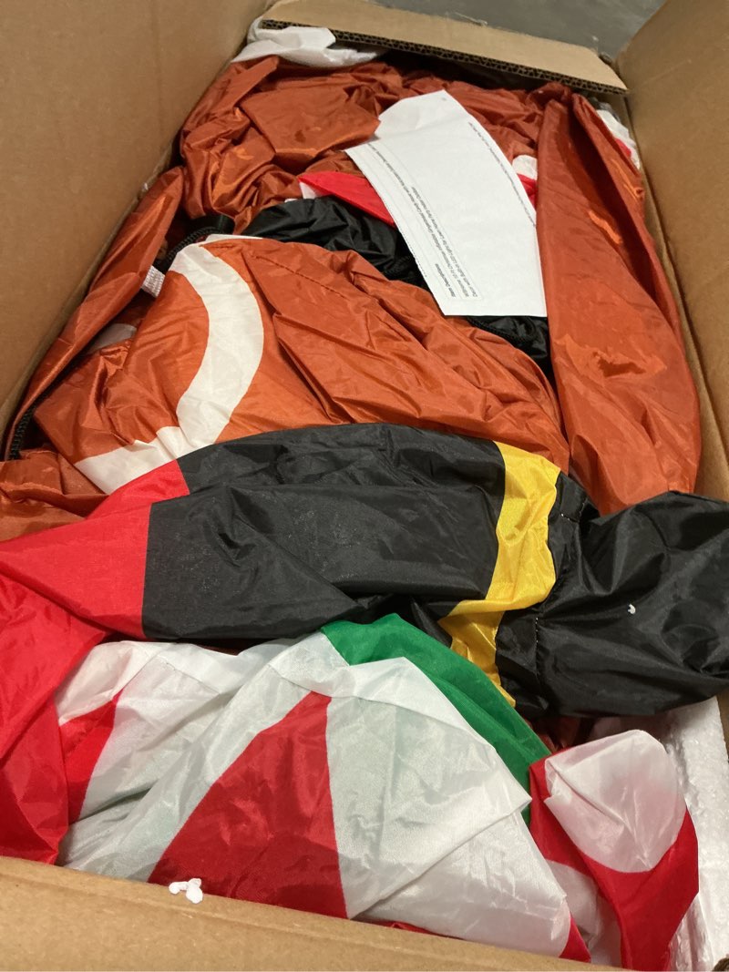 Condition photo showing As Is for WBHome 10 Ft Christmas Inflatable Gingerbread Candy House with Nutcrackers Outdoor Decorations, Giant Xmas Blow Up Yard Decor with Built-in LED Light for Lawn Home Party Indoor Outdoor