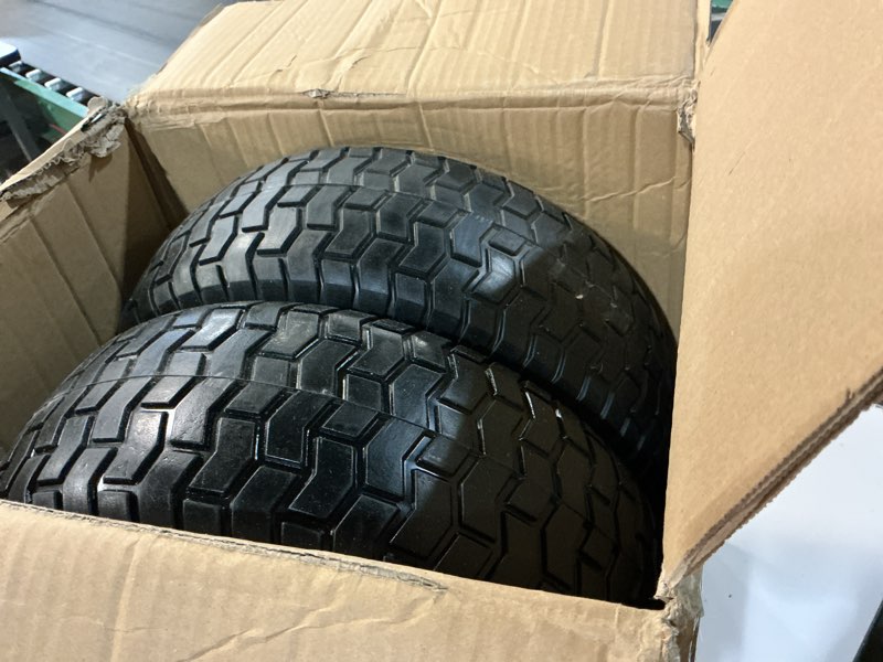 Condition photo showing Good Condition for gicool 16x6.50-8 flat free riding lawn mower tire and wheel, 2 pcs 16x6.5-8nhs garden tractor lawnmower tyre, with 3/4" & 5/8" bearing, 3" -4.5" -6" centered hub 16x6.50-8 flat free (turf tread)