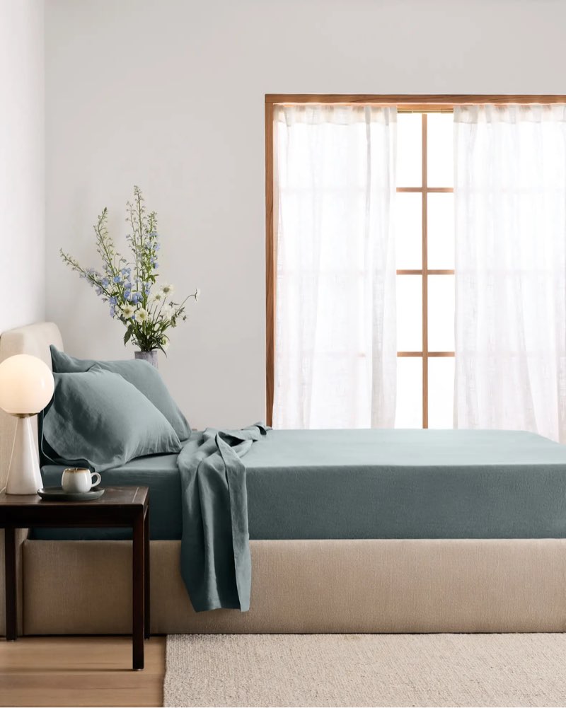 european linen sheet set solid: ocean size: queen
