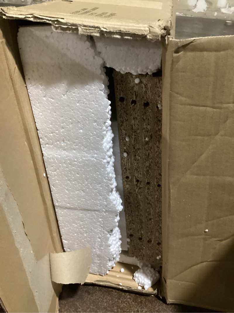 Condition photo showing Good Condition for ClosetMaid SuiteSymphony Wood Closet Organizer Starter Kit with Tower and 3 Hang Rods, Shelves, Adjustable, Fits Spaces 5 – 10 ft. Wide, Natural Gray Natural Gray Finish 25-Inch Starter Kit