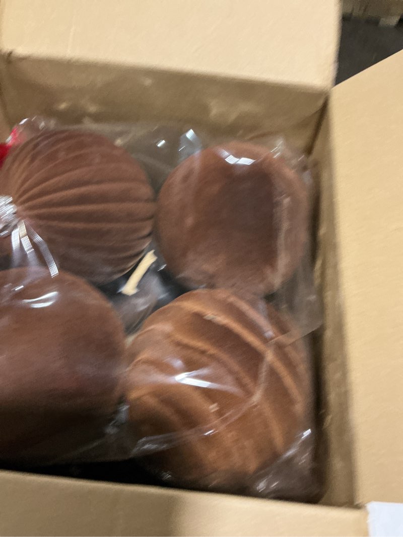 Condition photo showing Good Condition for Syhood 8 Pcs 6 Inch Velvet Christmas Balls Large Velvet Ornaments Balls Xmas Tree Decorations Hanging Flocked Ornaments for Christmas Tree Home Garland Holiday Party Decor (Brown) Brown 8