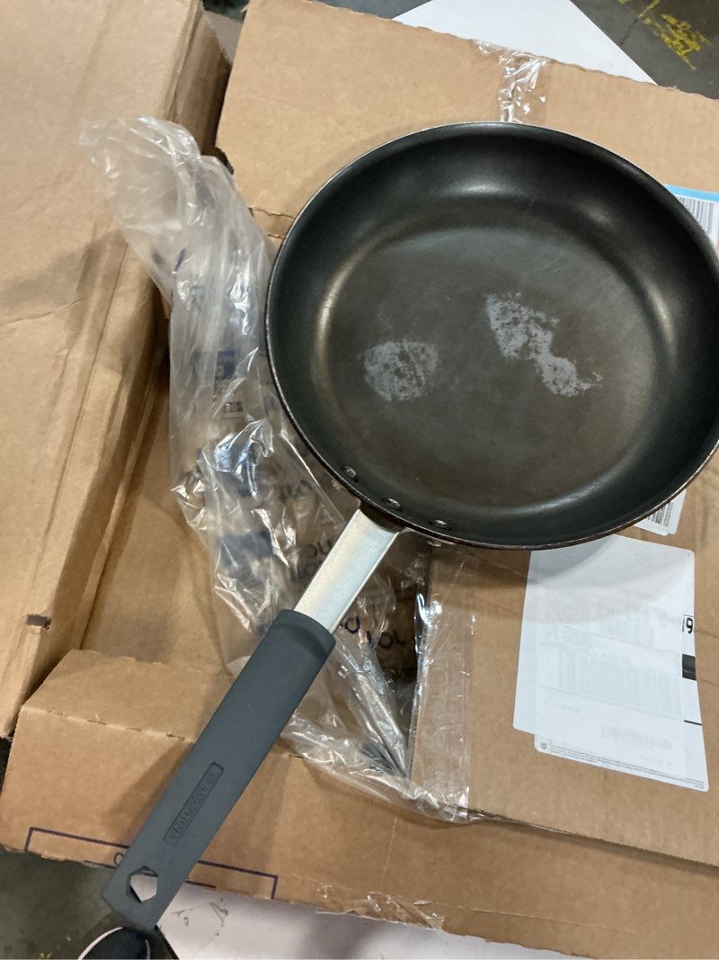 Condition photo showing As Is for Tramontina Professional 12-Inch Non Stick Large Frying Pan, Heavy-Gauge Aluminum Skillet with Reinforced Nonstick Coating, Gray Handle, Dishwasher and Oven Safe Nonstick (Gray handle) 12 Inch