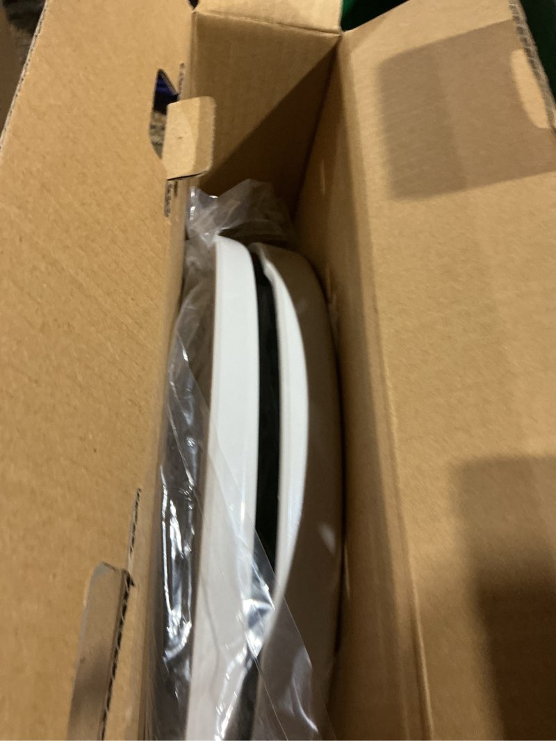 Condition photo showing As Is for Delta Faucet Morgan Round Front Slow-Close White Toilet Seat with Non-Slip Seat Bumpers, White 801903-WH