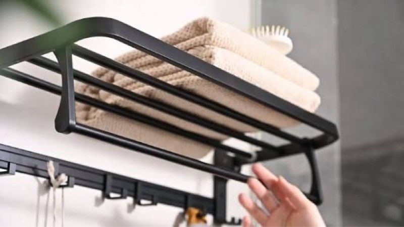 volpone 24 inch towel rack with towel bar holder foldable towel shelf with movable hooks rustproof t