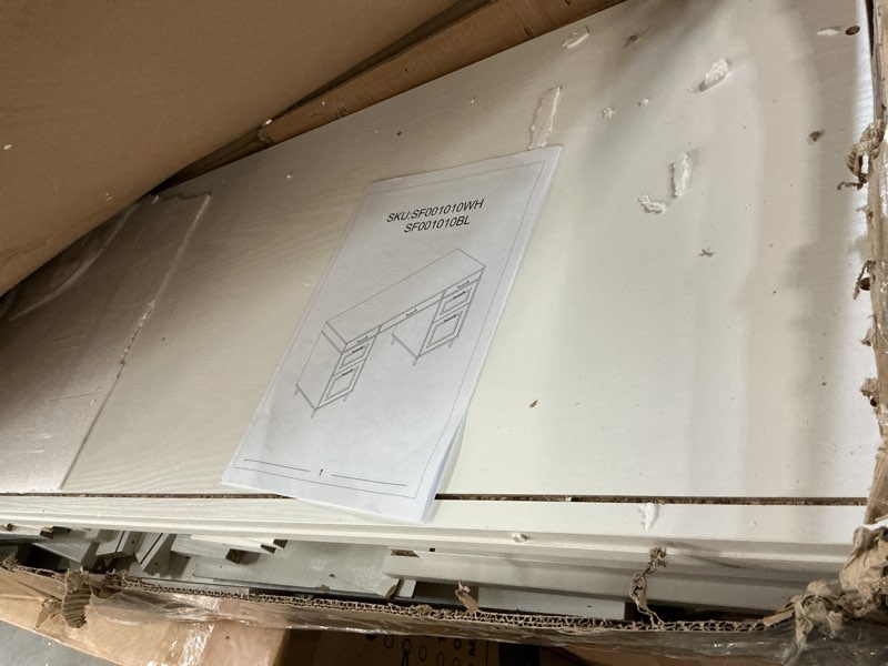Condition photo showing As Is for office desk 7 drawer white 