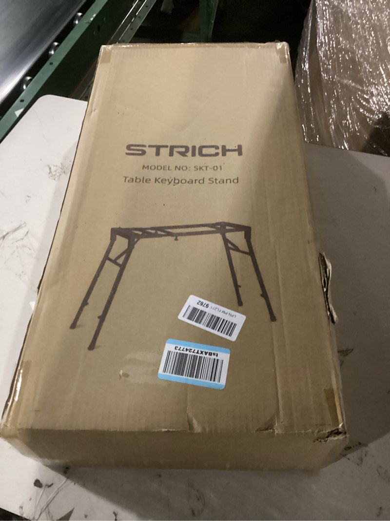 Condition photo showing New/Like New for strich collapsible piano keyboard stand - adjustable and portable heavy duty music stand - fits 54/61/88 key electric digital pianos - sturdy musical keyboard table single tier