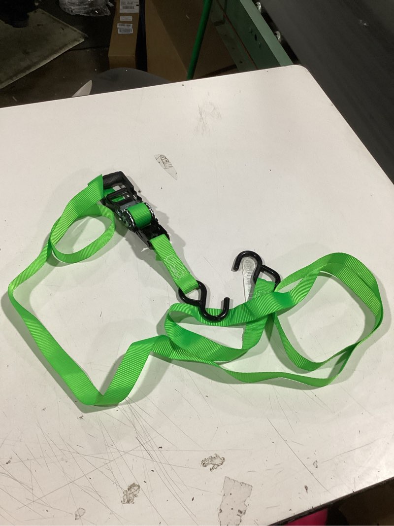Condition photo showing As Is for kobalt 1-in x 10-ft retractable ratchet strap with s-hook 