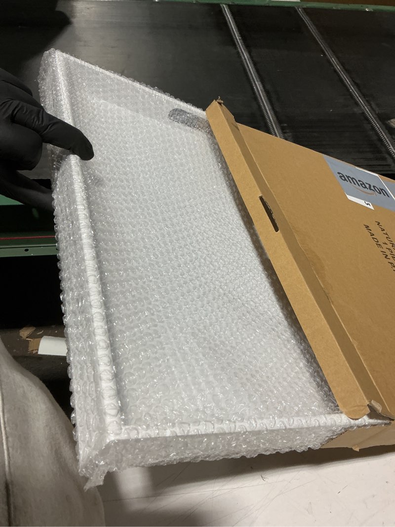 Condition photo showing Good Condition for Bam & Boo 20" x 20" x 2" Square Natural Bamboo Ottoman Tray with Handles, White