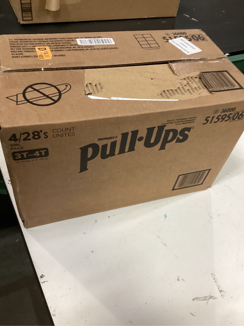 Condition photo showing New/Like New for pull-ups girls' potty training pants, size 3t-4t training underwear (32-40 lbs), 112 count (4 packs of 28) 3t-4t 112