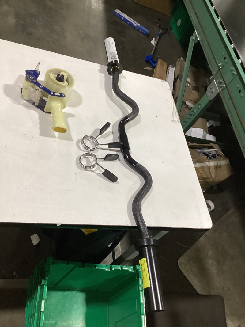 Condition photo showing Good Condition for cap 2-piece olympic curl bar with collars, black