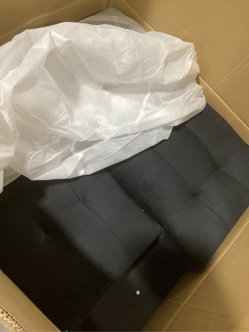 Condition photo showing As Is for two-seat sofa bed with a drop-down coffee table