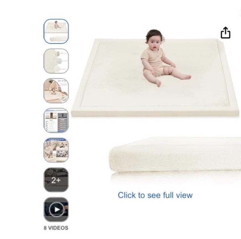 Baby Play Mat for Floor,1.3" Thick Elasti-Foam 50x50 Playpen Mat for Toddlers Infant Kids,Water-Repellent Soft Coral Velvet for Tummy Time,Non-Slip Backing for Crawling,Tatami Style(Cream)