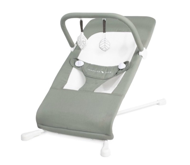 baby delight highland organic baby bouncer | infant | 0 – 6 months | 3-position recline | organic sage