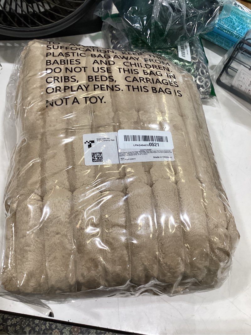 Condition photo showing Good Condition for hyha couch covers for dogs washable, non slip plush dog sofa protectors, fuzzy pet couch covers for 3 cushion sofa pet friendly (khaki, 27.6" x 82.7") khaki 27.6" x 82.7"