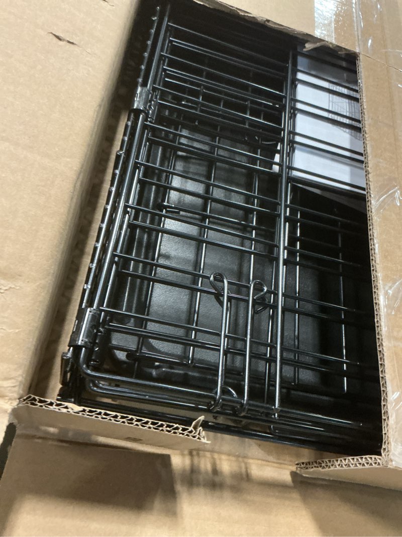 Condition photo showing Good Condition for Amazon Basics Portable, Foldable Metal Wire Dog Crate with Removable Tray, Single Door, Divider Panel, Collapsible for Travel, 22 x 13 x 16 in, Black 22.0"L x 13.0"W x 16.0"H Single Door w/ Divider