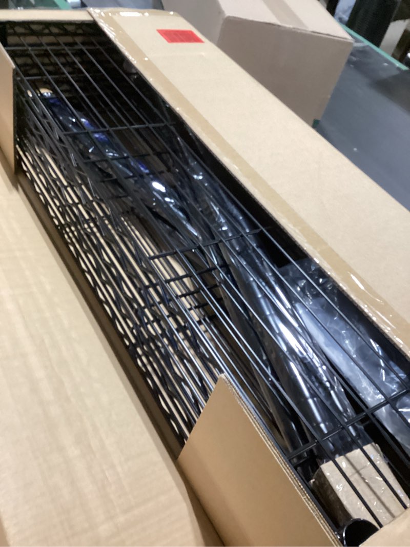 Condition photo showing As Is for amazon basics 5-shelf adjustable heavy duty steel wire storage shelves for garage, kitchen, easy assembly, 36" x 14" x 72", black no wheels 36" l x 14" w x 72" h black