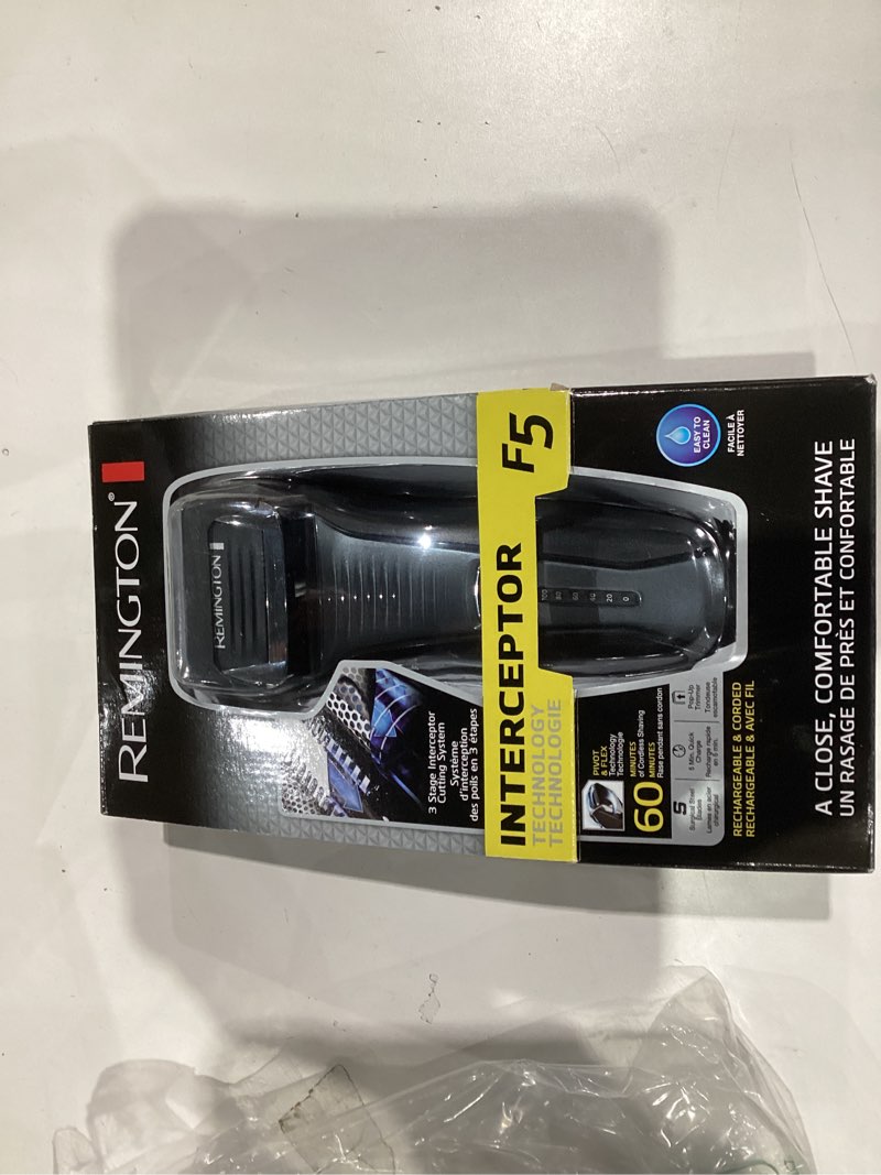 Condition photo showing Good Condition for remington f5 power series foil shaver, electric razor for men, cordless rechargeable with pop up trimmer, pivot & flexfoil technology, lightweight handheld design, black