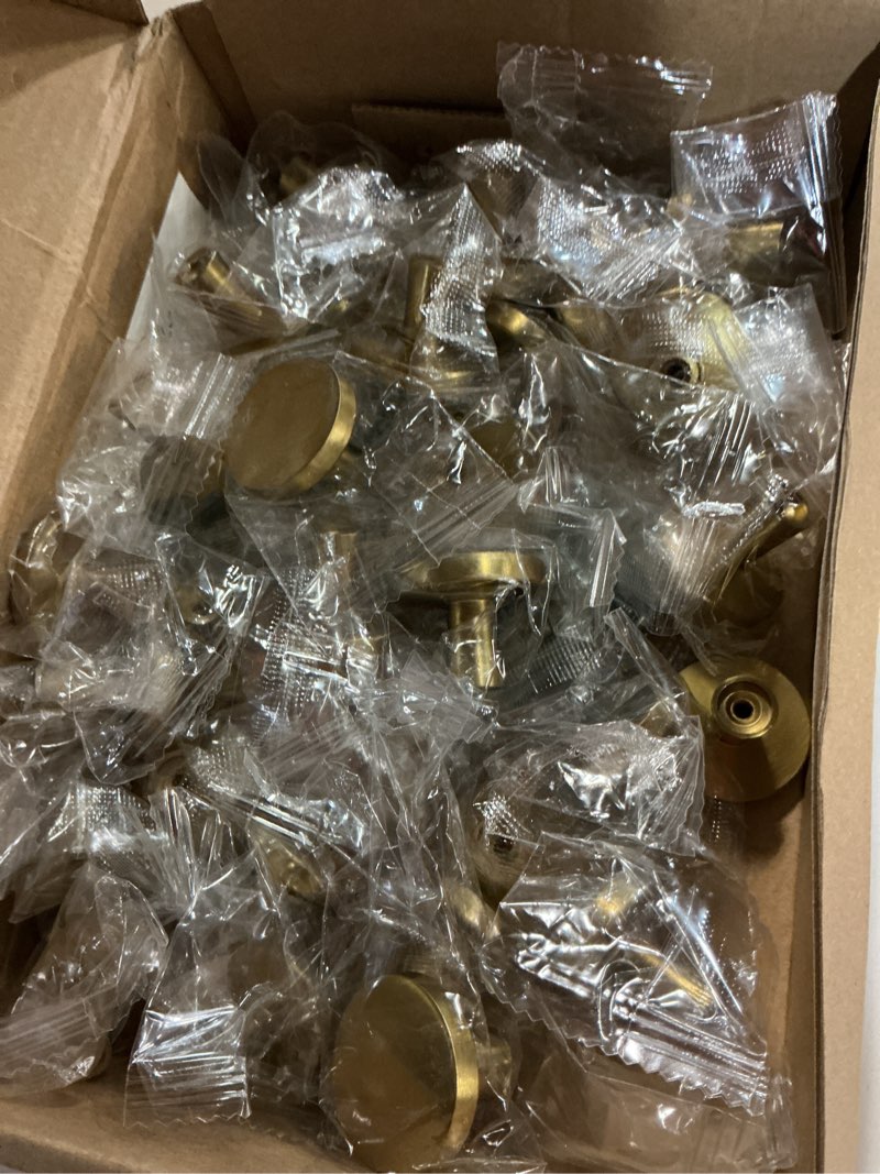 Condition photo showing Good Condition for ravinte 30 pack solid knobs kitchen cabinet round pulls dresser handles gold cupboard hardware brushed brass door drawer knobs 30 rustic