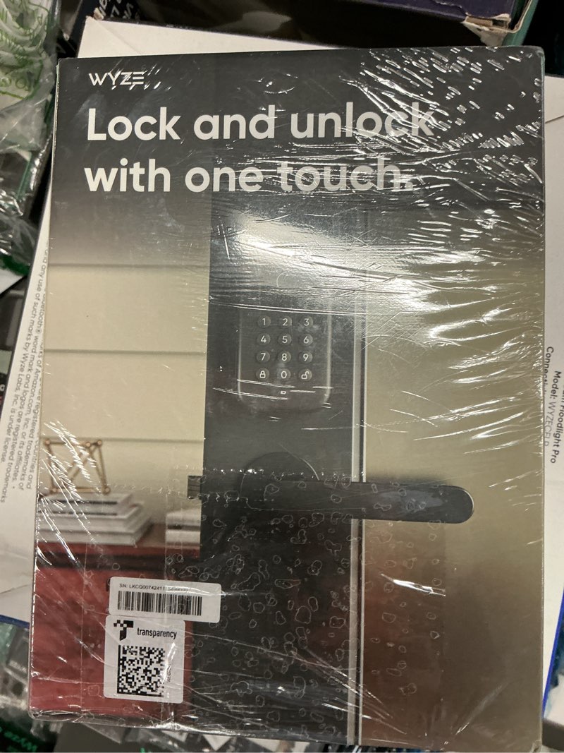 Condition photo showing New/Like New for wyze auto-lock bolt, fingerprint keyless entry door smart bluetooth deadbolt replacement, backlit keypad, ipx5 weatherproof, in-app history and scheduled access, bhma, ul 20-min fire rated