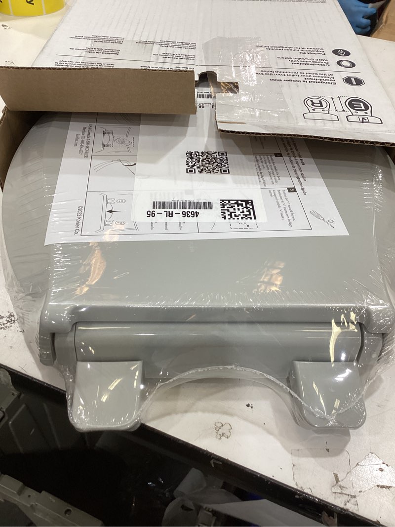 Condition photo showing Good Condition for "kohler 4636-rl-95 cachet readylatch elongated toilet seat slow close, soft close toilet seat quiet lid, contoured grip-tight bumpers installation hardware, apartment essentials, ice grey " ice gray elongated ready latch