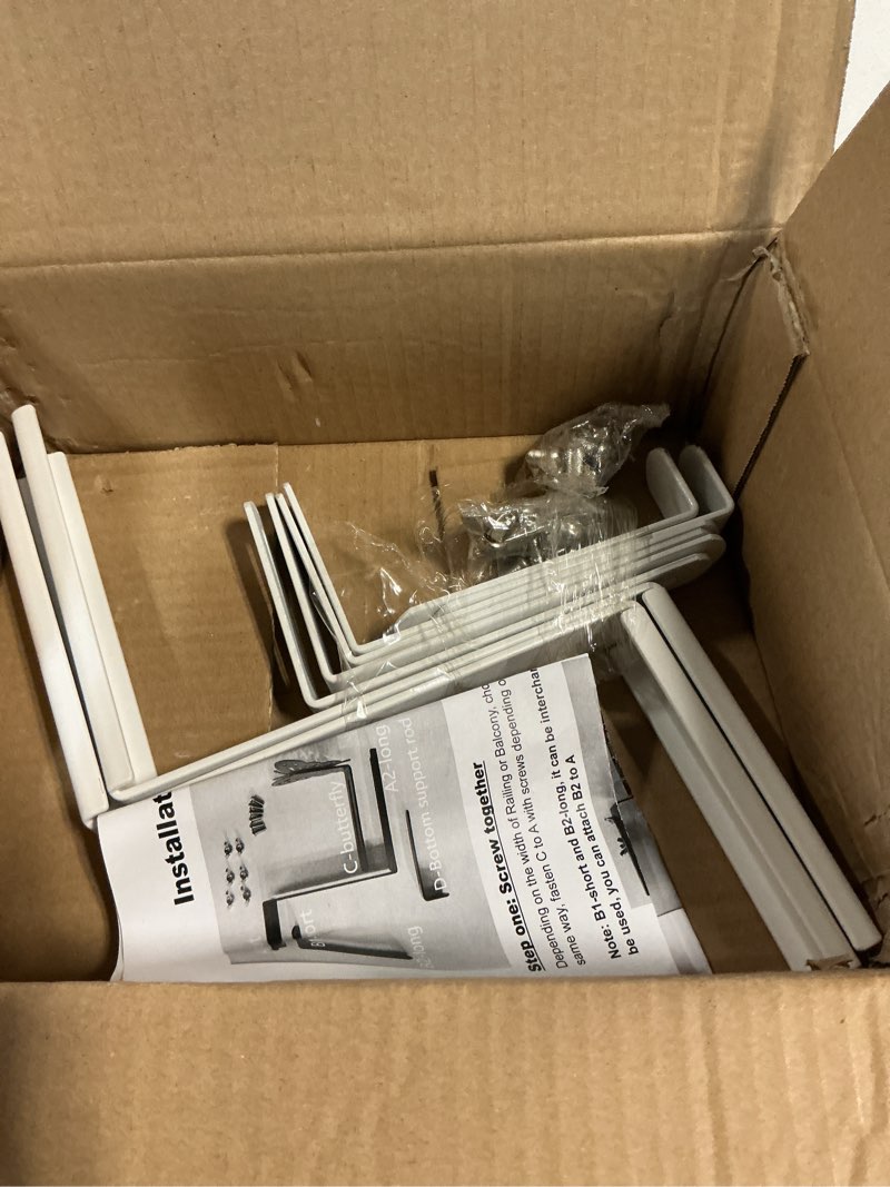 Condition photo showing Good Condition for viviken planter box brackets, adjustable flower box brackets for deck railing, 2 pack no drill window box bracket for outdoor planters-white 2 pack white no drill