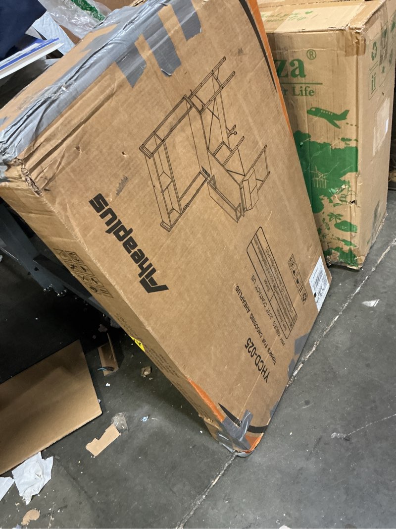 Condition photo showing As Is for (Incomplete) Aheaplus L Shaped Desk with Hutch, Gaming Desk with Led Lights, Reversible Computer Desk with Power Outlet, Corner Desk with File Drawer & Monitor Stand, Storage Shelves for Home Office, Black Oak