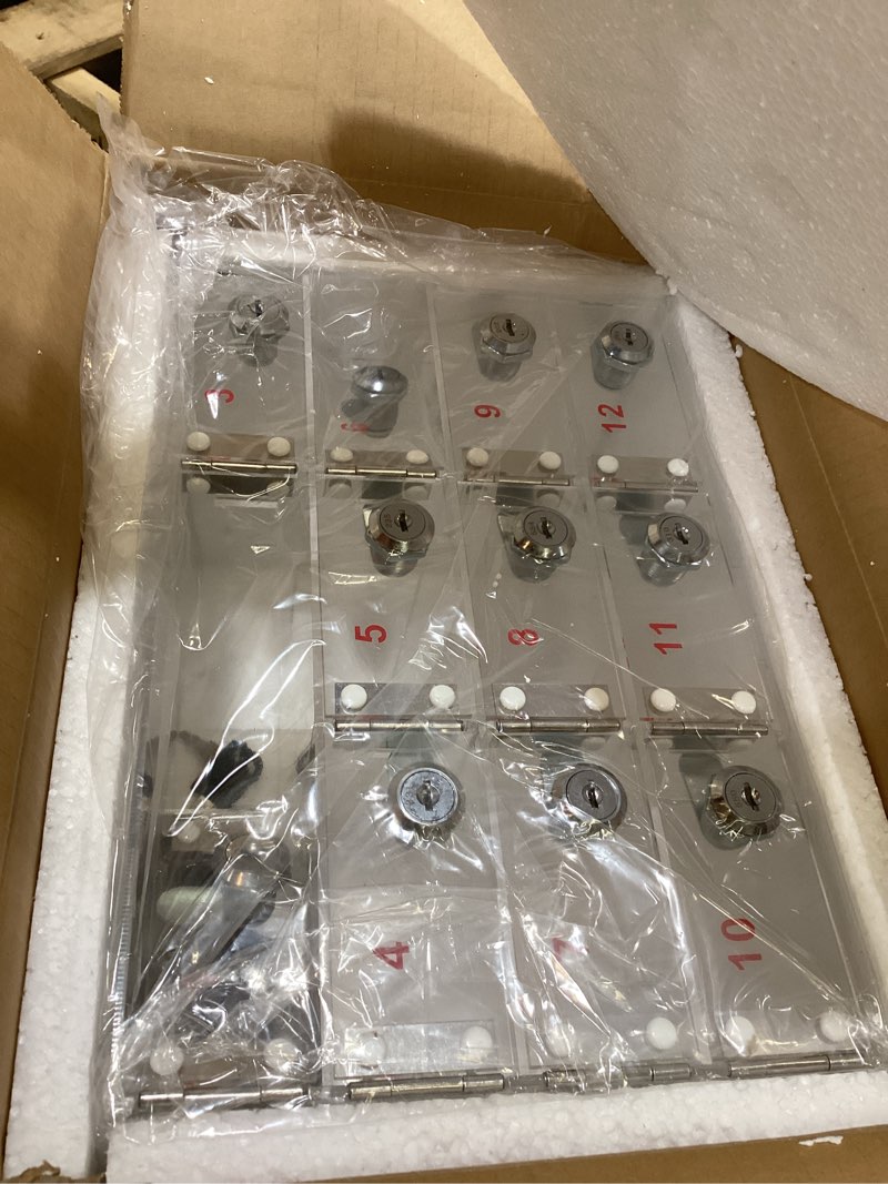 Condition photo showing Good Condition for layhit 12 slots cell phone locker box for classroom clear acrylic cell phone storage cabinet bin with door locks for classroom school students office factory employees