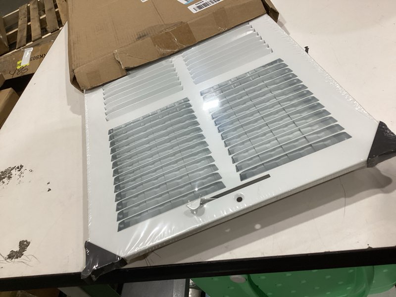 Condition photo showing New/Like New for hvac premium 6"w x 6"h 2-way-flat stamped steel - vent cover - grille register - sidewall or ceiling - high airflow - white [outer dimensions: 7.75"w x 7.75"h] 6 x 6 - 2 way