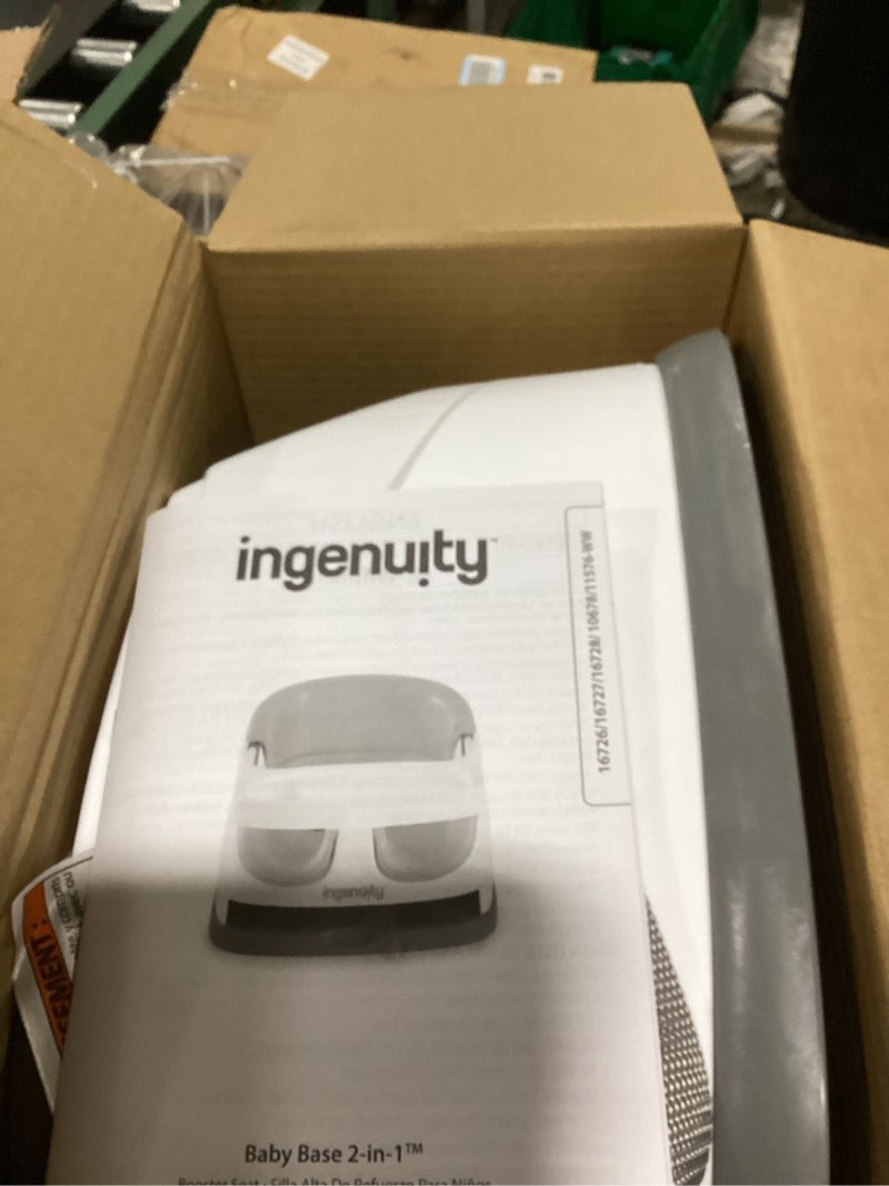 Condition photo showing As Is for ingenuity baby base 2-in-1 booster feeding and floor seat with self-storing tray - mist
