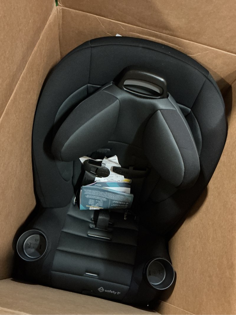 Condition photo showing As Is for safety 1st ellaris 3-in-1 convertible car seat, slim fit design, rear & forward-facing, 5-position headrest, 3-across fit, travel-friendly with machine-washable seat pad, smokey haze