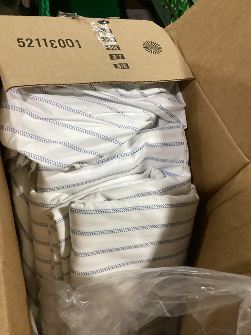 Condition photo showing As Is for eddie bauer - queen sheets, cotton percale bedding set, crisp & cool home decor (essential stripe white, queen)