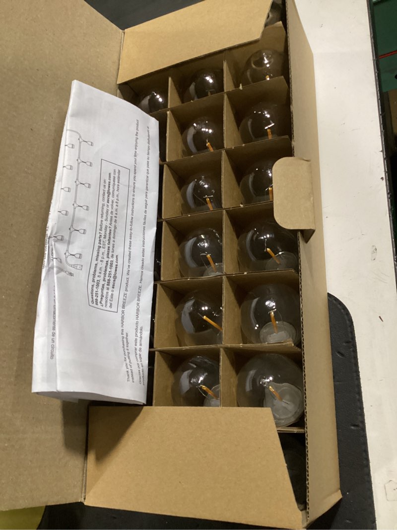 Condition photo showing Good Condition for harbor breeze 48-ft plug-in black indoor/outdoor string light with 24 white -light led edison bulbs